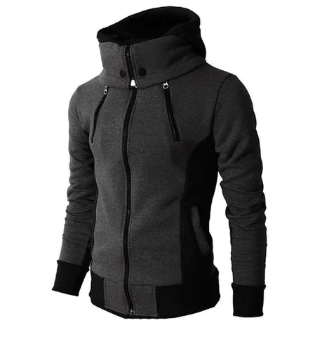 Men's double zipper hoodie jacket, sporty and stylish design, versatile and comfortable fit.