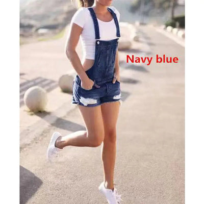 Blue Mid-Waist Denim Overalls Shorts Frugal Finds Galore