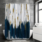 Navy Blue Oil Painting Shower Curtain for Your Bathroom Frugal Finds Galore
