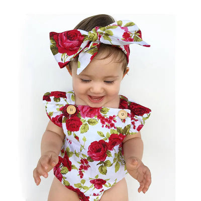 Toddler Floral Romper with Headband Frugal Finds Galore