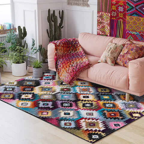 Bohemian Turkish Area Rug, Multicolor Floral Carpet Frugal Finds Galore