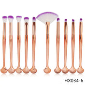 10-Piece Shell Makeup Brush Set - Beauty Tools Frugal Finds Galore
