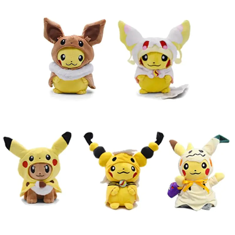 24 Pcs Pokemon Pikachu Cosplay Toys Charizard Snorlax Garchomp Tyranitar Hydreigon Anime Stuffed Plush Cartoon Peluche Dolls