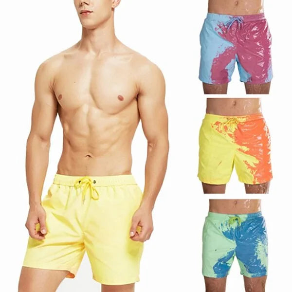 Men's Color-Changing Beach Shorts - Quick Dry Swim Trunks