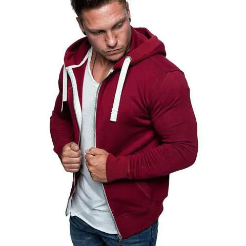 Men's Fashion Zip Pocket Drawstring Sport Hoodie Frugal Finds Galore