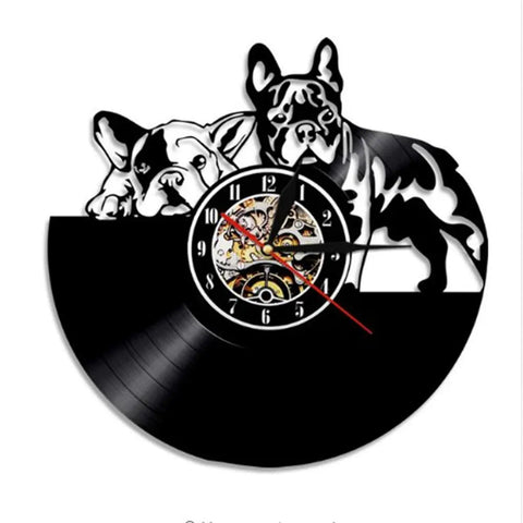 Cute Pet Dog Living Room Clock - Vintage Vinyl Design Frugal Finds Galore