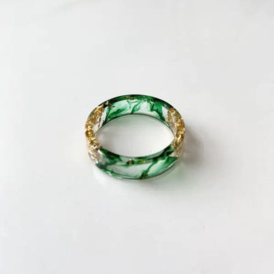 Colorful Handmade Resin Ring with Dried Flowers and Gold Foil Frugal Finds Galore