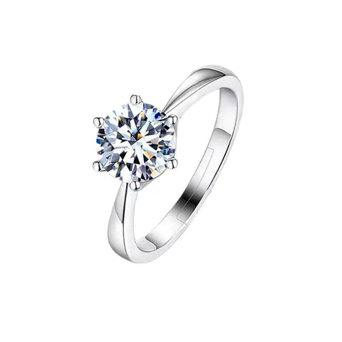 One Carat Six-Claw Diamond Ring with Zircon Accents Frugal Finds Galore