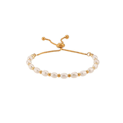 18k Stainless Steel Freshwater Pearl Drawstring Bracelet Frugal Finds Galore