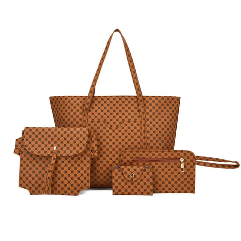 Stylish Geometric Tote Bag Set - Handbag, Clutch & Key Bag Frugal Finds Galore