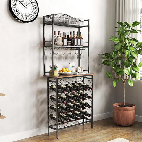 Tall Wine Holder Stand With Wine Glass Holder Frugal Finds Galore