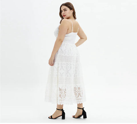 Solid Color Lace Panel Spaghetti Strap Dress Frugal Finds Galore