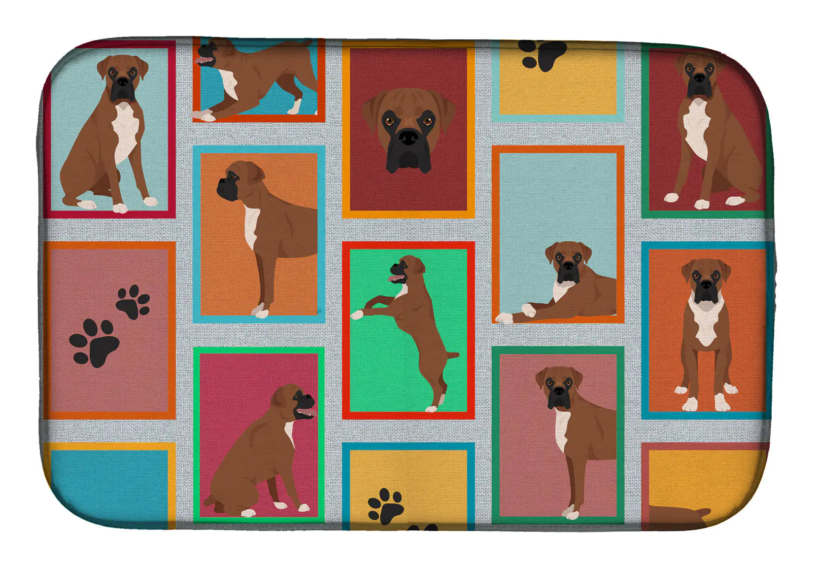 Lots of Black Face Boxer Dish Drying Mat