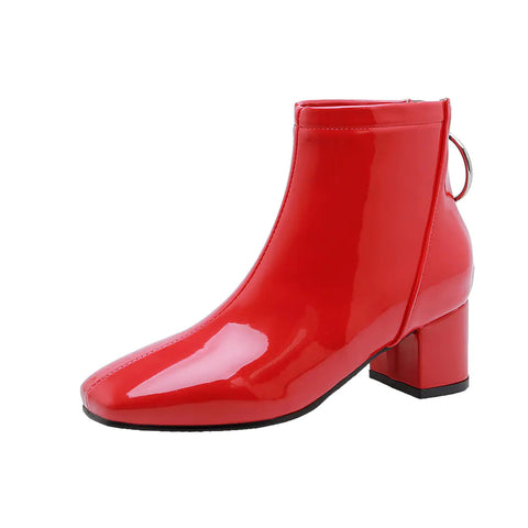 Chunky Heeled Patent Ankle Boots Frugal Finds Galore