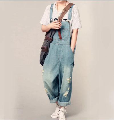 Plus Size Women's Ripped Denim Overalls Frugal Finds Galore