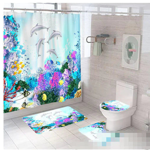 3D Ocean Underwater Shower Curtain & Bath Mat Set Frugal Finds Galore
