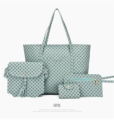 Stylish Geometric Tote Bag Set - Handbag, Clutch & Key Bag Frugal Finds Galore