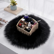 Black Round Imitation Wool Area Rug 15.7in & 35.4in Frugal Finds Galore