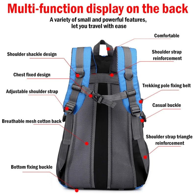 Mochila de viaje de 40 l para hombre y mujer, para acampar, portátil, senderismo, escuela, mochila, EE. UU.