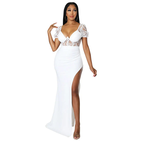 Lace Socialite Split Long Dress Frugal Finds Galore