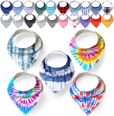 Baby Bandana Drool Bibs - 5 Pack 100% Cotton Absorbent Baby Bibs (Tie Dye) Frugal Finds Galore