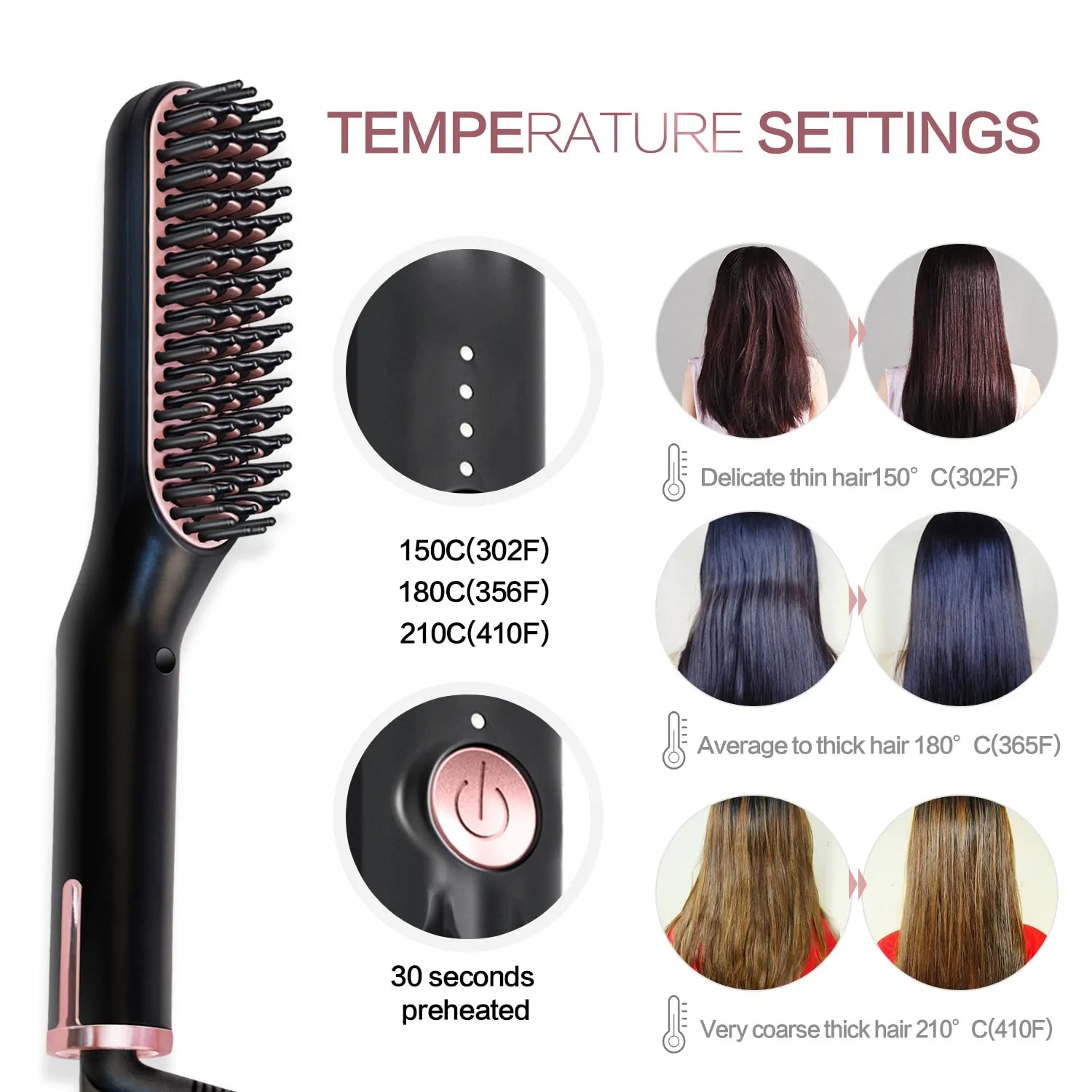 3 In 1 Multifunctional Hair Comb Brush Beard Straightener