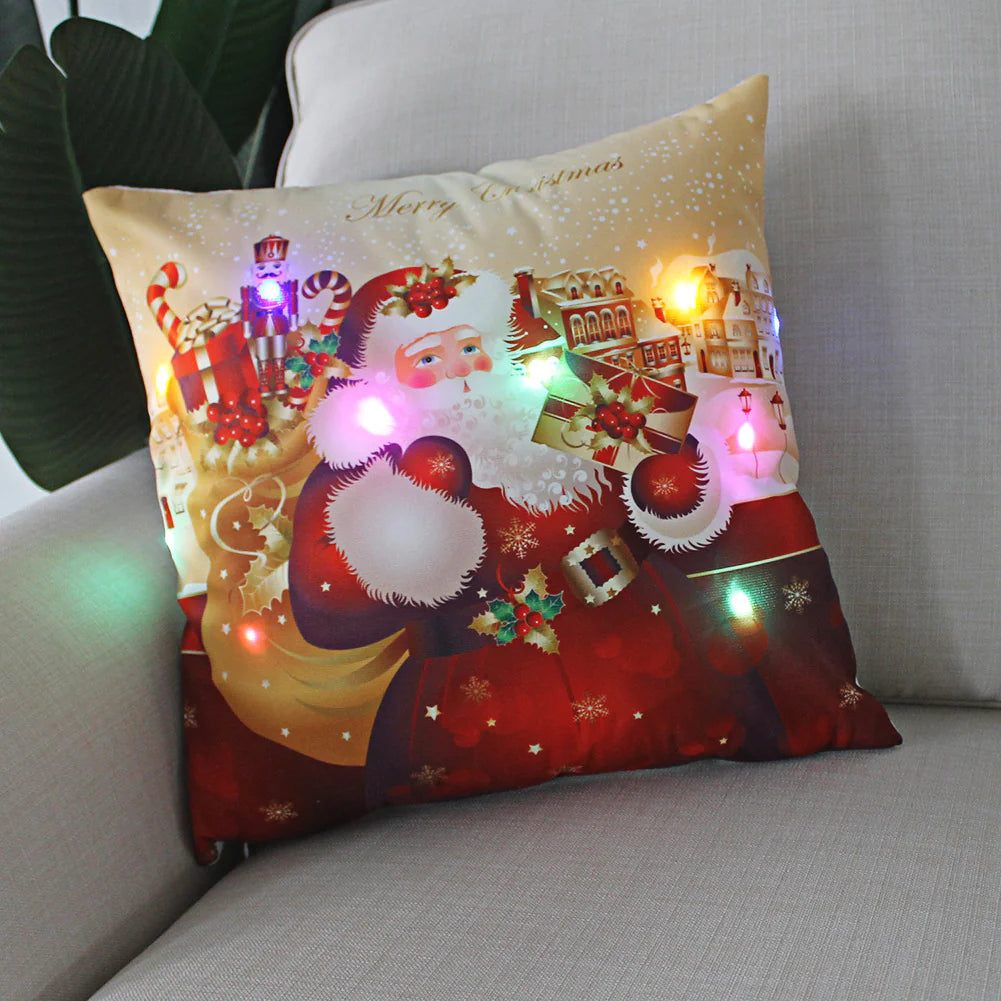 Super Soft Plush Christmas LED Lantern Pillowcase