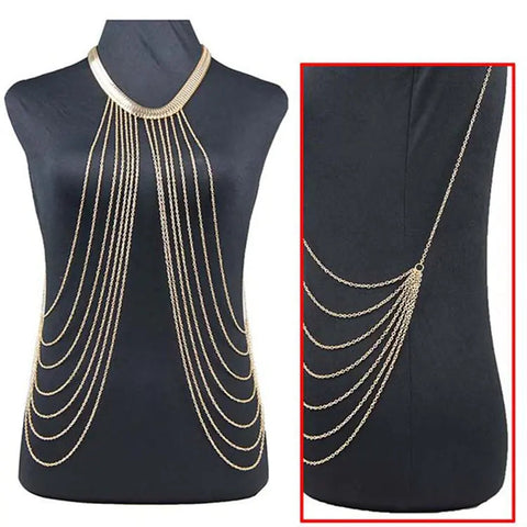 Metallic Serpent Chain Body Chain with Tassels Frugal Finds Galore