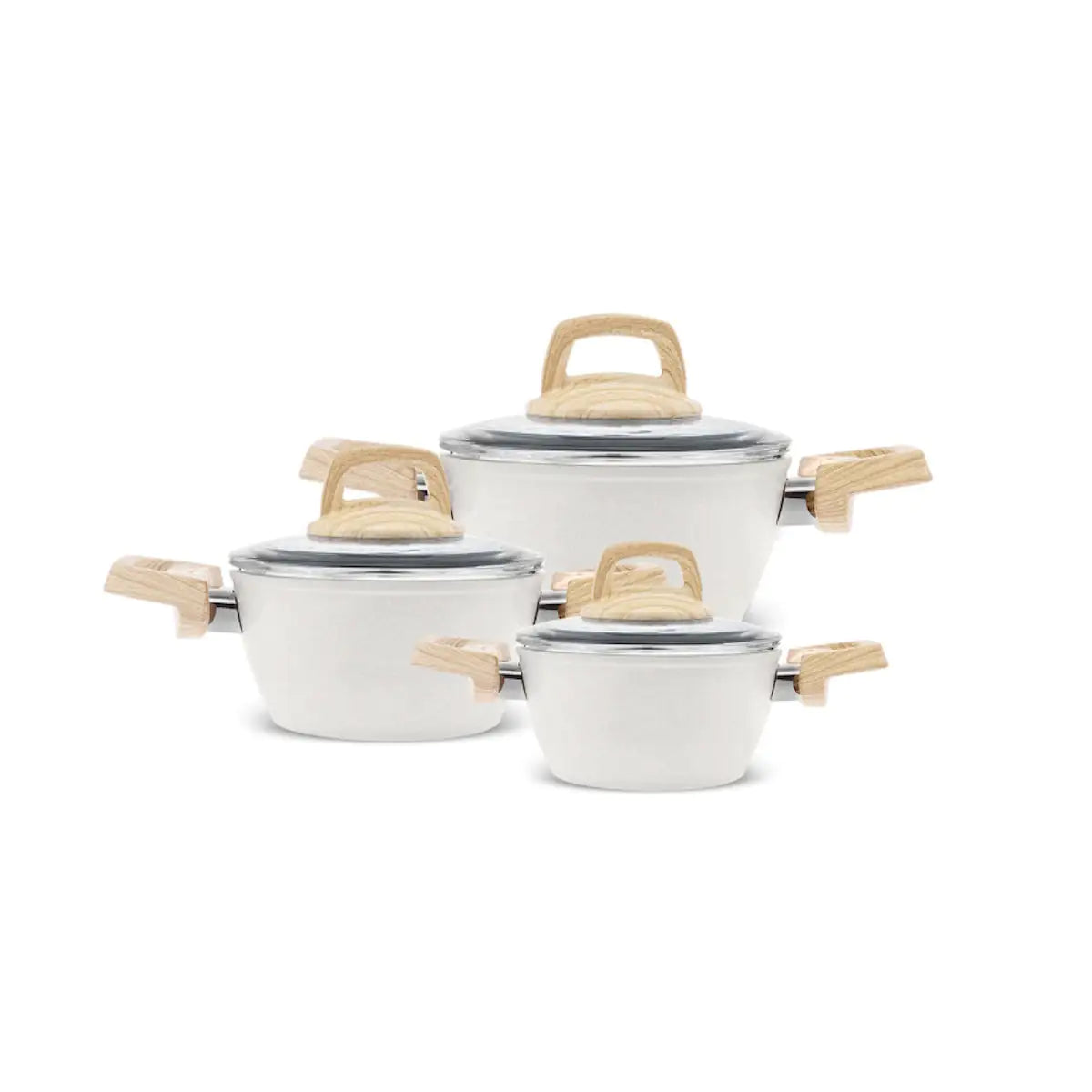 Karaca Swiss Crystal 6 Pieces Midi Pan and Cookware Set - Creamy