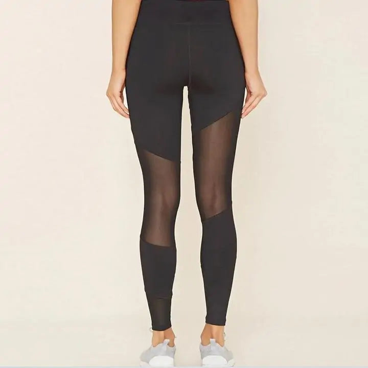 Black Mesh Splice Push Up Leggings