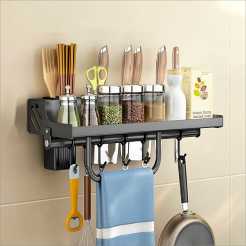 Wall-mounted Multi-function Kitchen Rack for Utensils Frugal Finds Galore
