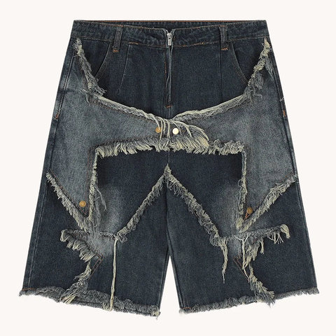 Vintage Splicing Star Denim Shorts Frugal Finds Galore