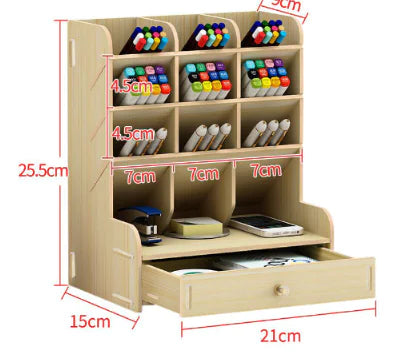 Multi-Functional Wooden Desk Organizer with Drawer Frugal Finds Galore