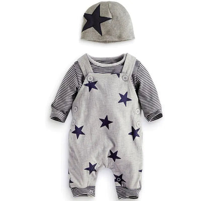 Boys' Starry Overalls Set - 3-Piece Outfit for Kids Frugal Finds Galore