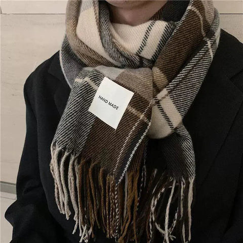 Versatile Retro Plaid Scarf with Tassels Frugal Finds Galore