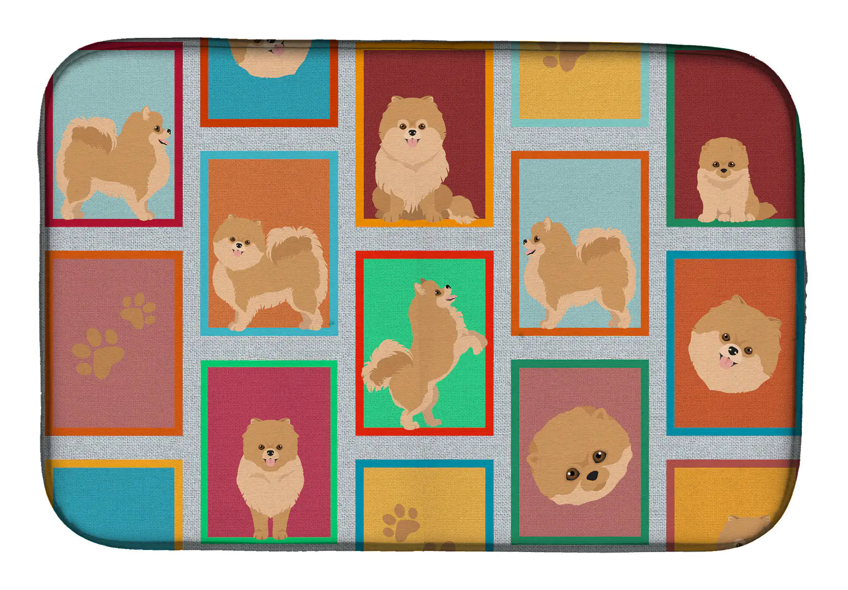 Lots of Orange Pomeranian Dish Drying Mat