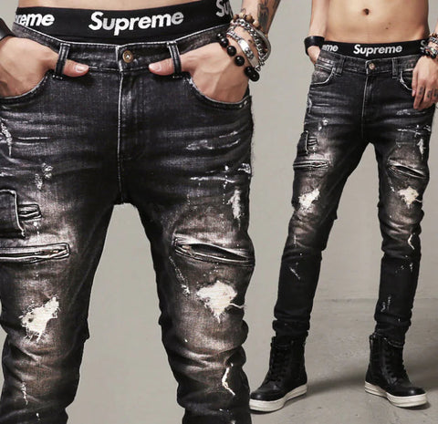 Men's Distressed Motorcycle Jeans Frugal Finds Galore