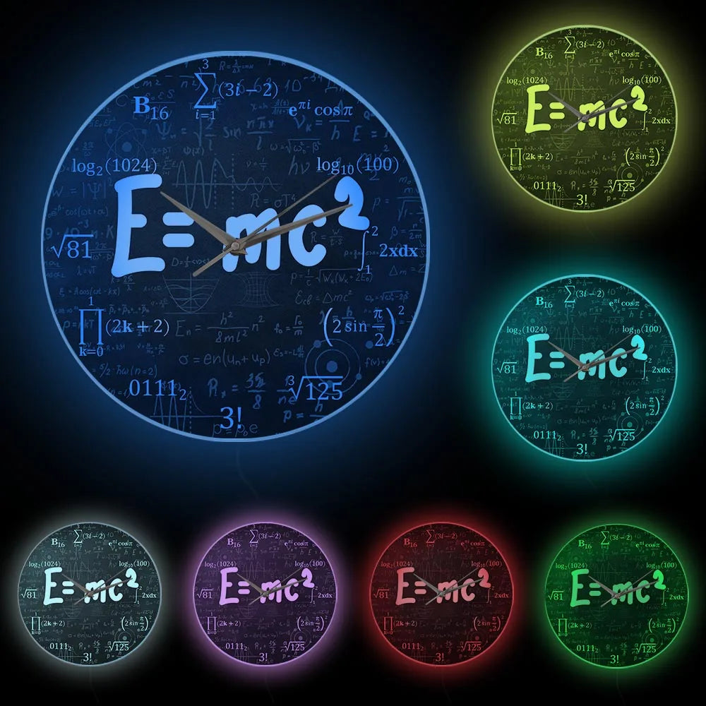 E=mc2 Math Formula Geek Wall Clock