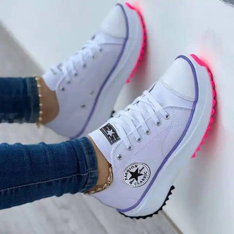 Women's Canvas Lace up Sneakers Frugal Finds Galore