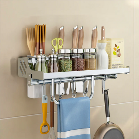 Wall-mounted Multi-function Kitchen Rack for Utensils Frugal Finds Galore