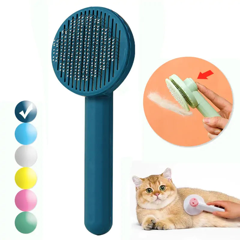 Pet Hair Removal Brush w/Button Cleaner