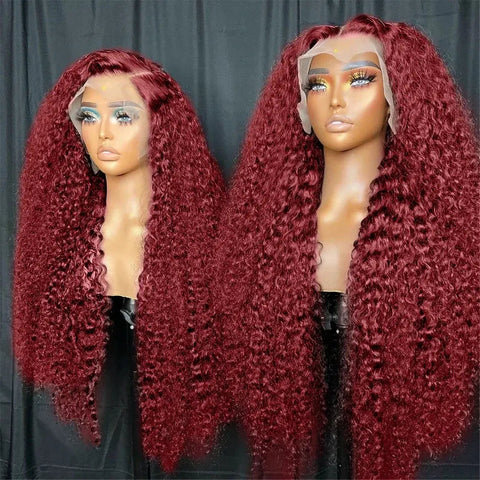 Transparent Lace Front Wig: Deep Remy Hair, 99J Burgundy Frugal Finds Galore