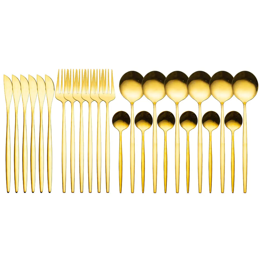 24pcs Gold Dinnerware Set