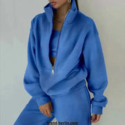 Women's Tracksuit Solid Hooded Sport Suit Frugal Finds Galore