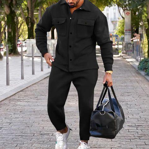 Suede Slim Fit Solid Color Two-Piece Suit for Men Frugal Finds Galore