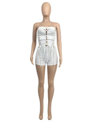 Women's Solid Color Tube-Top Sleeveless Slim-Fit Romper Frugal Finds Galore