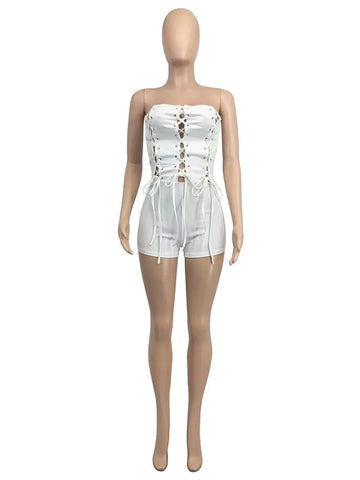 Women's Solid Color Tube-Top Sleeveless Slim-Fit Romper Frugal Finds Galore