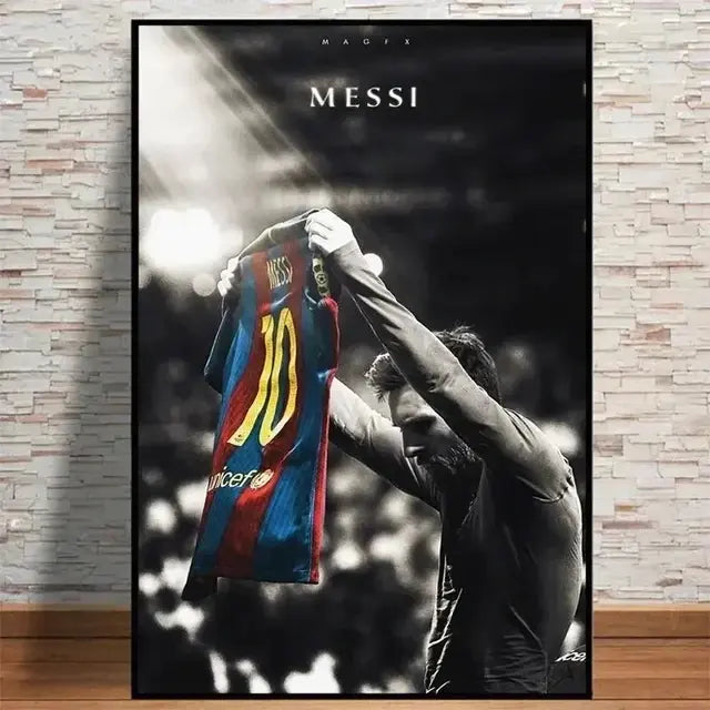 Póster retro de la estrella del fútbol Messi