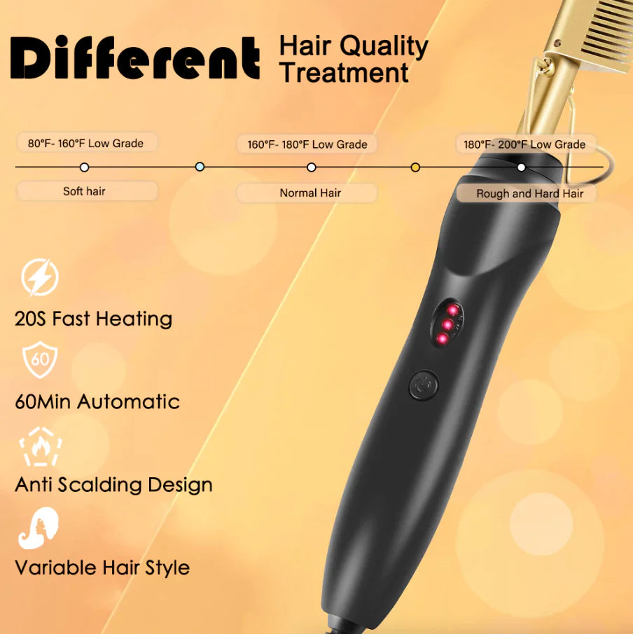 Electric Hair Straightening Heat Hot Comb Press