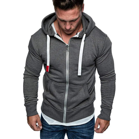 Men's Fashion Zip Pocket Drawstring Sport Hoodie Frugal Finds Galore